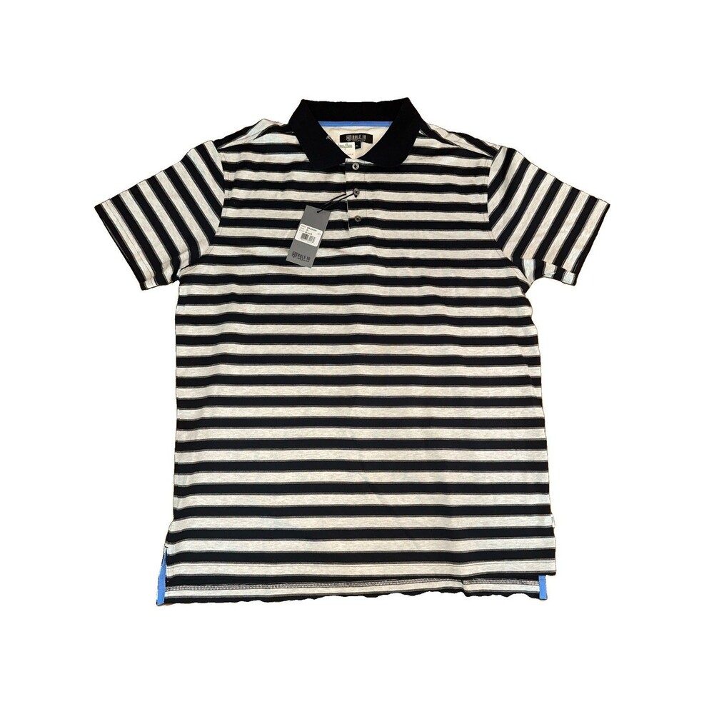 New Bobby Jones XL Rule 18 Stripe Performance Golf Polo Shirt Gray Black